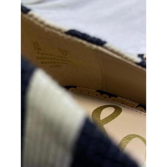 Sam Edelman black white 4" Stripe Heels Stiletto Sz. 7 M US 37 EU Women’s Canvas - Picture 9 of 11